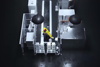 create 3d factory automation 3d industrial robotic arm animation machinery video