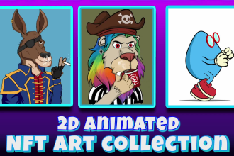 do 2d animated nft art collection,nft artist, cartoon animation, gif animation