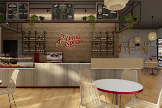 design and 3d render your restaurant cafe bar interior