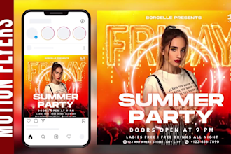 do animated motion flyer poster for events, party club, music, sports, dj