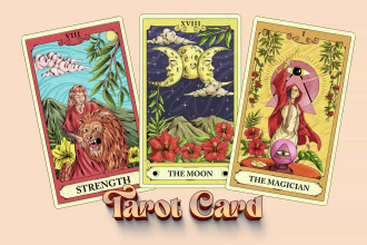 draw custom tarot card, zodiac, oracle, playing card, tcg with box design