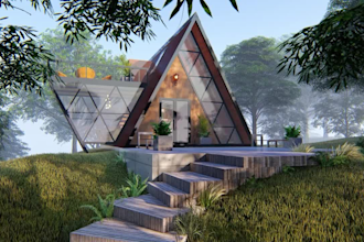 do architectural 3d house modeling, cabana and interior, exterior rendering