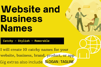 suggest 10 interesting names for website, business, or app with explanation