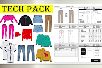 create fashion apparel clothing tech pack for manufacturing
