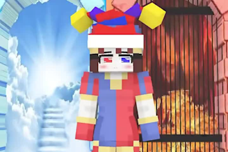 create 3d minecraft intro, cinematic, roleplay, short music video animation