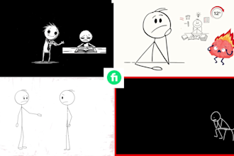make stick figure and stickman animation videos for youtube, 5 dollar per minute