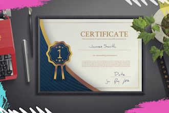 design completion, graduation, award, achievement, and appreciation certificate