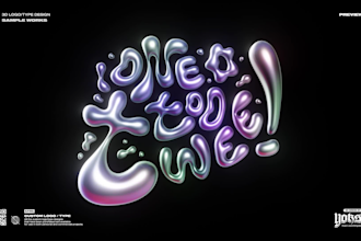 design custom 3d chrome typography