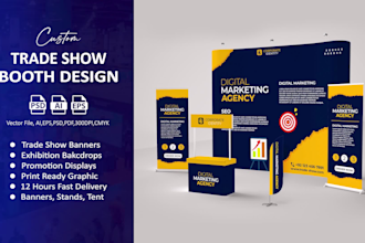 printable trade show booth, roll up banners, backdrop, kiosk design