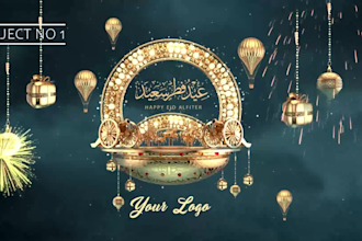 create best eid mubarak greeting video and logo animation