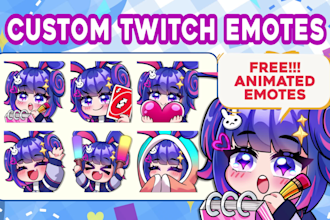 draw custom twitch emotes, discord emoji, chibi emotes, animated emotes