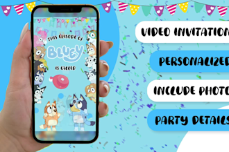 create bluey birthday invitation video, bluey party invitation