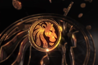 create a luxury 3d gold coin logo animation intro for crypto and finance brands