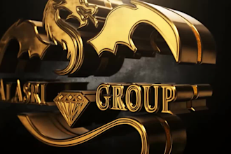 create dark gold silver 3d metallic logo intro animation