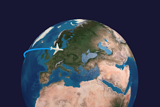 create realistic travel route map animation video