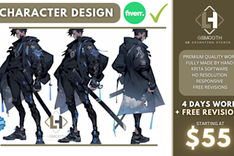 draw character sheet design in anime and manga style