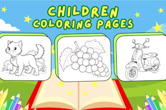 draw children coloring book pages and activity book