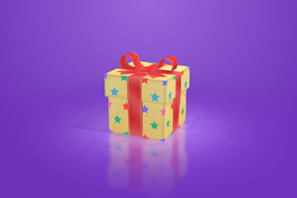 create a 3d animated surprise gift box