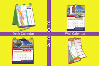 printable desk and wall calendar design in 24 hours
