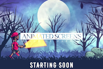 design animated twitch and kick streaming overlay, logo and screens