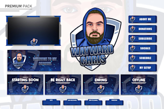 design twitch overlays package and gaming logo for your stream