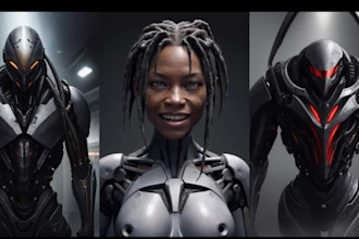 create realistic scifi, cyberpunk, fantasy characters concept art illustrations