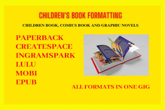 format childrens book or graphic novel for kindle print or paperback