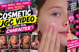 make cosmetic ugc video with ultra real character  ugc video