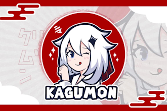 design logo with cute anime mascot in japanese style
