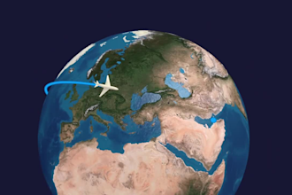 create realistic travel route map animation video