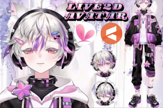 design live2d vtuber model, vtuber rigging, 3d anime vtube avatar for streaming