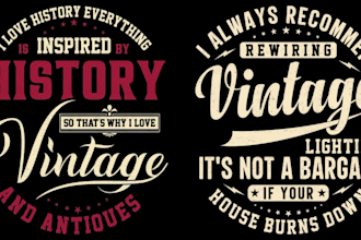 do the custom typography and best vintage t shirt design