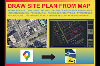 draw 2d site plan on autocad from google maps, survey