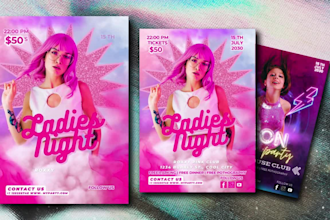 design  night club, dj concert, event flyers and social media ads in 24 hours