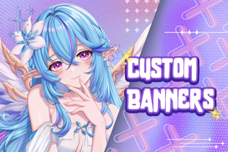 design an eye catching anime banner for youtube, twitch, discord, etc