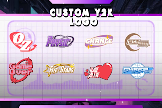 custom y2k logo design style for steetwear, grunge, clothing, t shirt and merch
