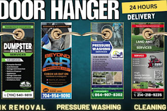 design junk removal, pressure washing and cleaning door hanger