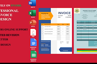 provide professional invoice, receipt, form design in 3hr