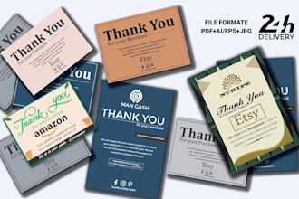 design amazon thank you card, product insert card within 4h