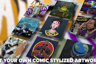 design your album cover in cartoon and comic style