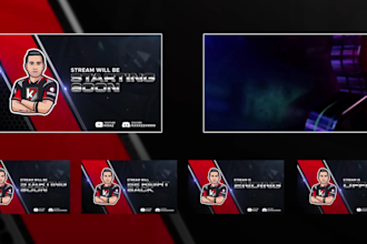 create dope animated twitch overlay, screen, panel, facecam