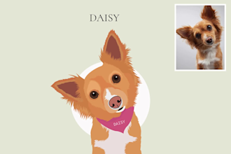 draw your dog cat custom vector pet portrait illustration