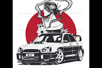 make a vector illustration of a car from your amazing photo