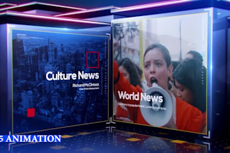 create a professional TV news intro animation for youtube channels