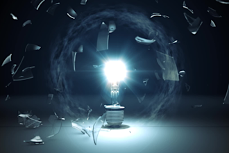 create light bulb explosion logo animation in 4k