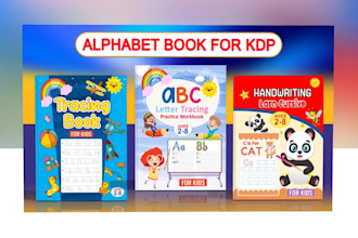 create children handwriting letters tracing workbook practice for KDP or etsy