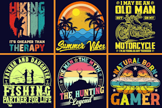 do bulk trendy and creative vintage t shirt designs for your pod business