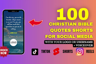 create bible christian quotes for reels shorts tiktok with logo and voiceover