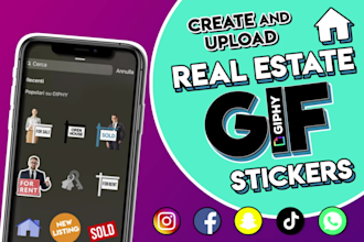 create real estate animated GIF stickers for instagram stories, fb and giphy