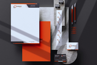 design logo business card letterhead brand guide and stationary items